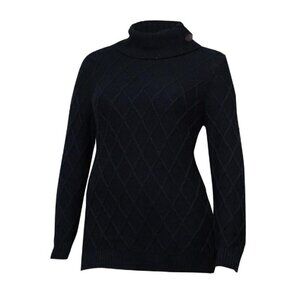 Charter Club  Faux Buckle Cowl Lattice Sweater M